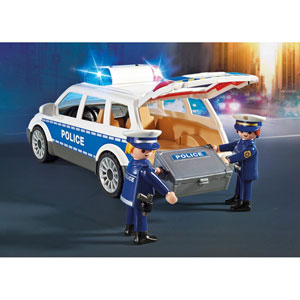 Voiture de policiers avec gyrophare et sirène