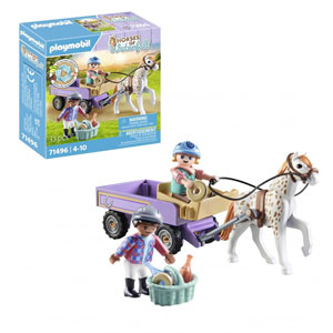 Enfants avec calèche et poney