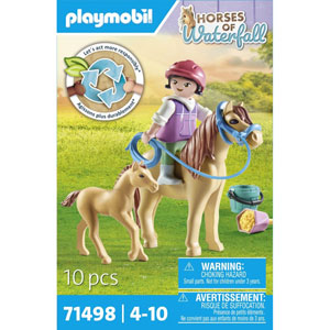 Enfant avec poney et son bébé