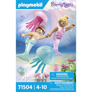 Enfants sirènes avec méduses et coquillages