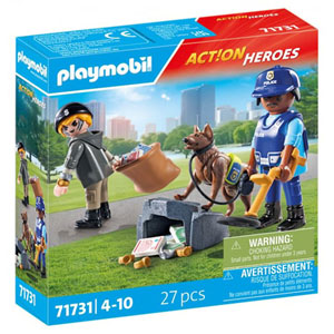 Policier chien de recherche, voleur et accessoires