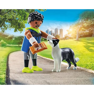 Homme sportif avec Border Collie et accessoires