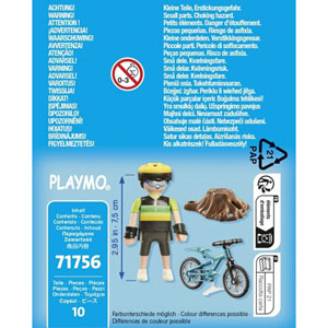 Cycliste avec vélo tout terrain et souche d'arbre