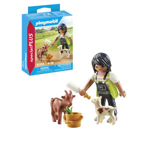 Fermière avec chèvre, chevreau et accessoires