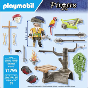 Pirate avec arbalète, flèche et poissons à viser