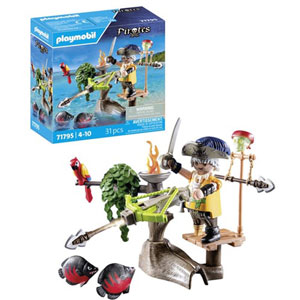 Pirate avec arbalète, flèche et poissons à viser