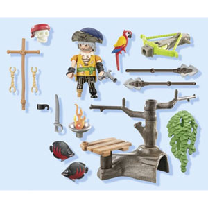 Pirate avec arbalète, flèche et poissons à viser