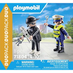 Policier et bandit avec menottes et accessoires
