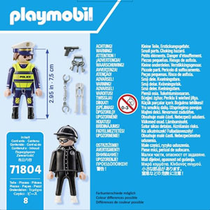 Policier et bandit avec menottes et accessoires