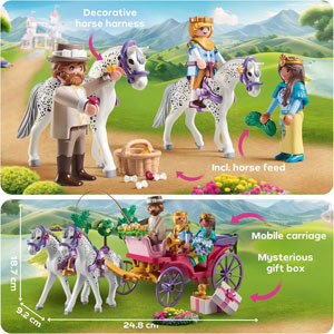 Calèche avec couple princier, cocher et cadeau