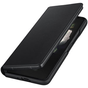 photo Etui en cuir avec rabat pour Galaxy Z Fold3 - Noir