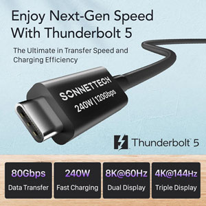 Câble Thunderbolt 5 - 0,8m / Noir