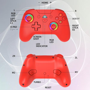 Manette Switch sans fil LED - Rouge