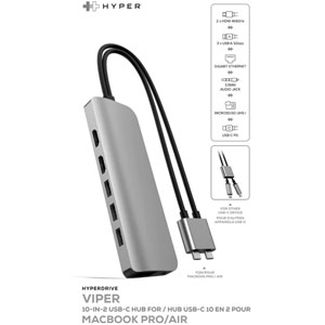 HyperDrive VIPER 10-en-2 USB-C - Argent