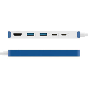 Hub USB-C à 5 ports HyperDrive Flex - Blanc, bleu