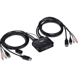 KVM à cables DisplayPort 4K à 2 ports