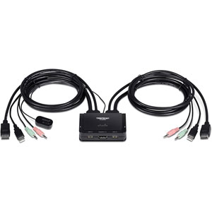 KVM à cables DisplayPort 4K à 2 ports