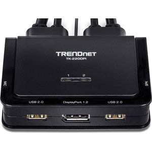 KVM à cables DisplayPort 4K à 2 ports