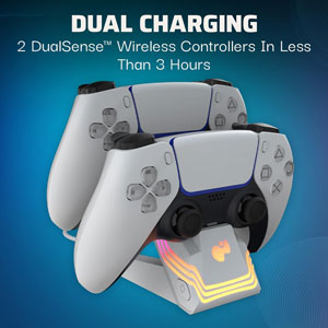 PDP Chargeur Double Afterglow Wave PS - Blanc