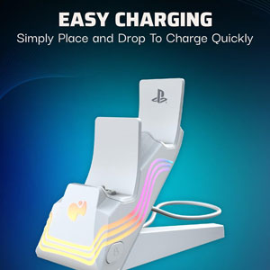 PDP Chargeur Double Afterglow Wave PS - Blanc