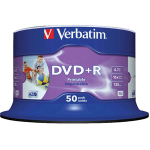 photo Pack de 50 DVD+R 4.7 Go - Surface imprimable photo