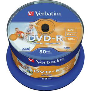 photo Pack de 50 DVD-R 4.7 Go - Surface imprimable photo