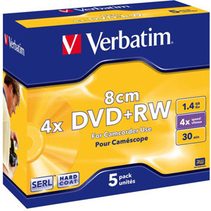photo Pack de 5 DVD+RW 8cm 1.4 Go 4x
