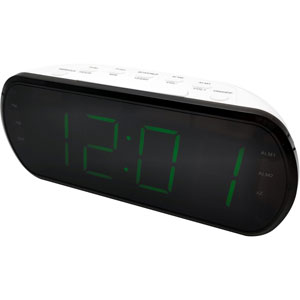 photo Radio réveil double alarme, Led vert - Blanc