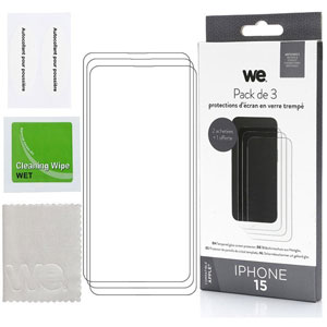photo Pack de 3 verres trempés 9H Glass pour Iphone 15