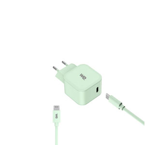 photo Chargeur secteur + Câble USB-C/Lightning - Vert