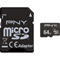 PNY MicroSD Performance 64Go Class 10 + Adaptateur SD