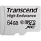 TRANSCEND MicroSD Haute Endurance 64Go + Adaptateur SD