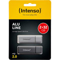 Photos Alu Line USB 2.0 - 2 x 32 Go / Anthracite, Argent