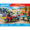 Photos Pompier avec quad et deux arbustes enflammés