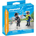 Policier et bandit avec menottes et accessoires